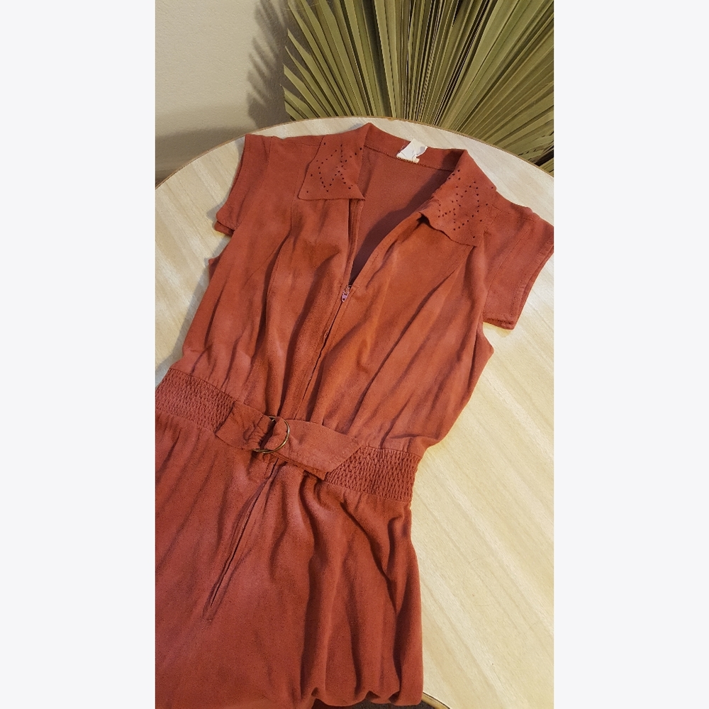 Vintage 60's / 70's Rust brown Velour Jumpsuit - Picture 4 of 10